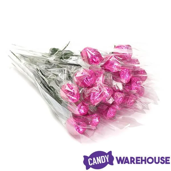 Albert's Foiled Milk Chocolate Roses - Hot Pink: 20-Piece Bouquet 5 Albert's Foiled Milk Chocolate Roses - Hot Pink: 20-Piece Bouquet - Image 3