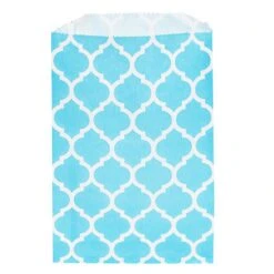 Aqua Blue Casablanca Pattern Candy Bags: 25-Piece Pack