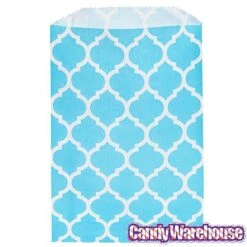 Aqua Blue Casablanca Pattern Candy Bags: 25-Piece Pack -Candy Store aqua blue casablanca pattern candy bags 25 piece pack candy warehouse 4