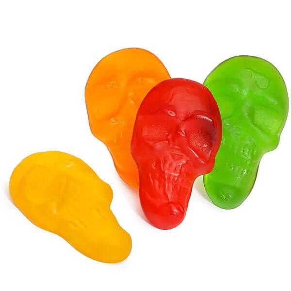 Assorted Colors Gummy Skulls: 5LB Bag 3 Assorted Colors Gummy Skulls: 5LB Bag
