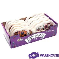 Bee International Day Of The Dead Skull Pops: 12-Piece Display -Candy Store bee international day of the dead skull pops 12 piece display candy warehouse 3