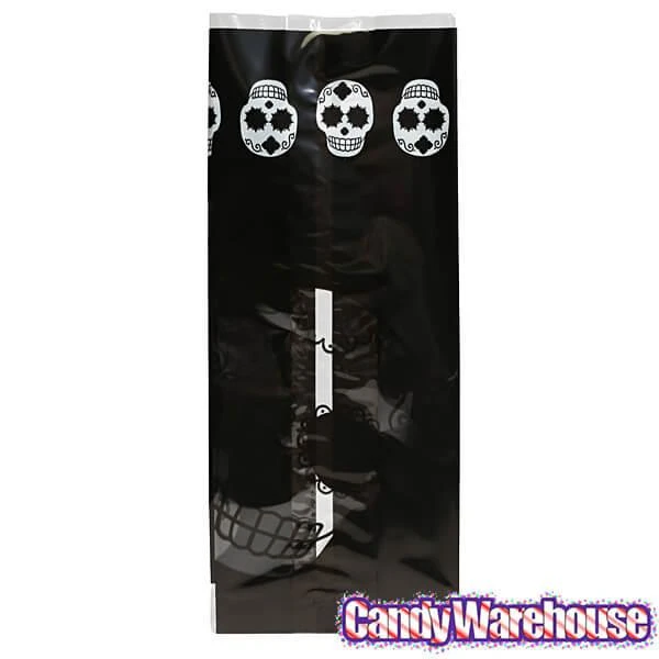 Black Cello Candy Bags With Day Of The Dead Skulls: 100-Piece Box 4 Black Cello Candy Bags With Day Of The Dead Skulls: 100-Piece Box - Image 2