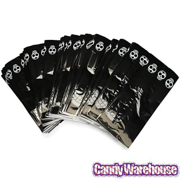 Black Cello Candy Bags With Day Of The Dead Skulls: 100-Piece Box 5 Black Cello Candy Bags With Day Of The Dead Skulls: 100-Piece Box - Image 3