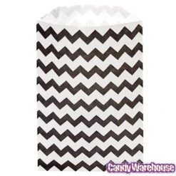 Black Chevron Stripe Candy Bags: 25-Piece Pack -Candy Store black chevron stripe candy bags 25 piece pack candy warehouse 4