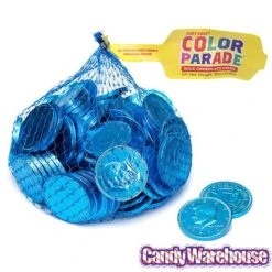 Caribbean Blue Foiled Milk Chocolate Coins: 1LB Bag -Candy Store caribbean blue foiled milk chocolate coins 1lb bag candy warehouse 4