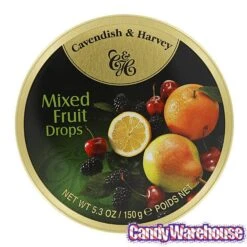 Cavendish & Harvey Hard Candy Drops Tins - Mixed Fruit: 12-Piece Box -Candy Store cavendish and harvey hard candy drops tins mixed fruit 12 piece box candy warehouse 3