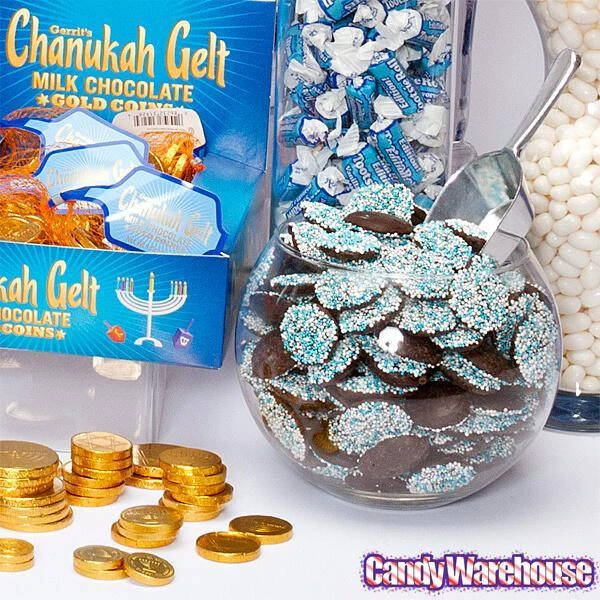Chanukah Gelt Milk Chocolate Gold Coins In Mesh Bags: 18-Piece Box 4 Chanukah Gelt Milk Chocolate Gold Coins In Mesh Bags: 18-Piece Box - Image 2