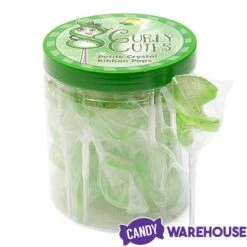 CurlyCutes Petite Crystal Ribbon Pops - Green Lime: 20-Piece Jar -Candy Store curlycutes petite crystal ribbon pops green lime 20 piece jar candy warehouse 4