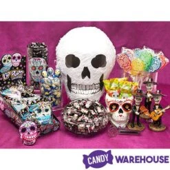 Day Of The Dead Skull Hard Candy Lollipops: 12-Piece Bag -Candy Store day of the dead skull hard candy lollipops 12 piece bag candy warehouse 3