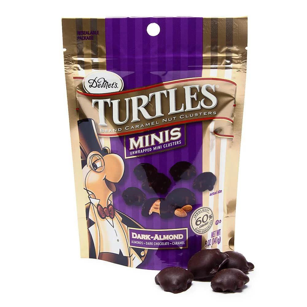 DeMet's Turtles Minis Caramel Nut Cluster Chocolates - Dark Almond: 5-Ounce Bag 3 DeMet's Turtles Minis Caramel Nut Cluster Chocolates - Dark Almond: 5-Ounce Bag
