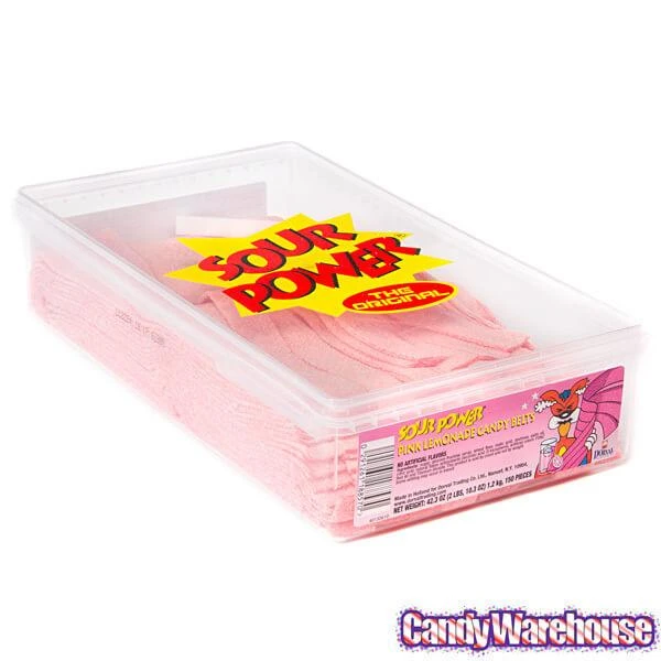 Dorval Sour Power Belts Candy - Pink Lemonade: 150-Piece Tub 5 Dorval Sour Power Belts Candy - Pink Lemonade: 150-Piece Tub - Image 3