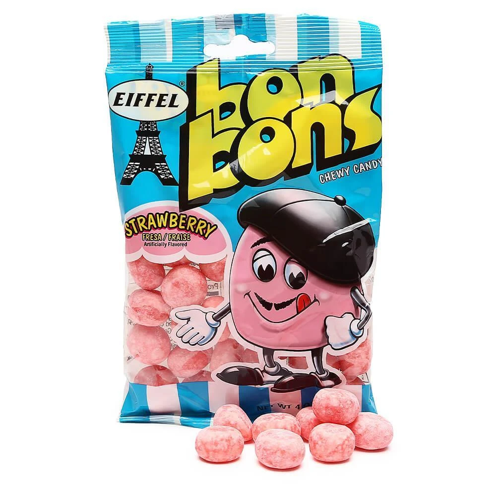 Eiffel Chewy Bon Bons 4-Ounce Packs - Strawberry: 12-Piece Box 3 Eiffel Chewy Bon Bons 4-Ounce Packs - Strawberry: 12-Piece Box