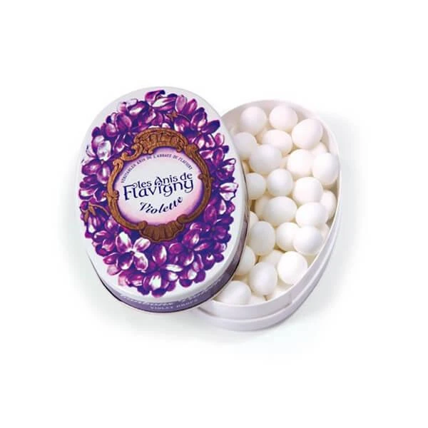 Flavigny Pastilles Candy Tins - Violet: 8-Piece Box 3 Flavigny Pastilles Candy Tins - Violet: 8-Piece Box