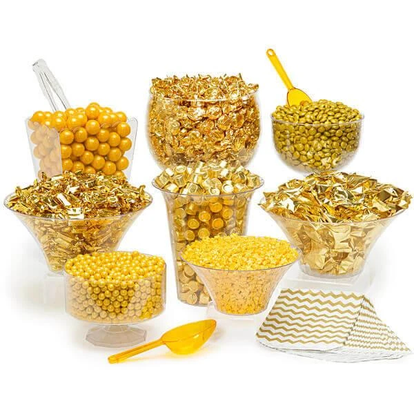 Gold Premium Candy Buffet Kit: 25 To 50 Guests 3 Gold Premium Candy Buffet Kit: 25 To 50 Guests
