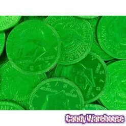 Green Foiled Milk Chocolate Coins: 1LB Bag 10 Green Foiled Milk Chocolate Coins: 1LB Bag -Candy Store green foiled milk chocolate coins 1lb bag candy warehouse 4