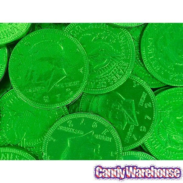 Green Foiled Milk Chocolate Coins: 1LB Bag 6 Green Foiled Milk Chocolate Coins: 1LB Bag - Image 4