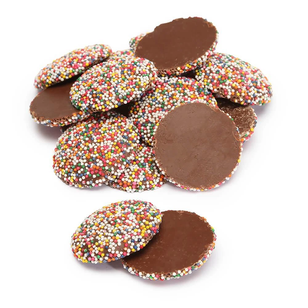 Guittard Milk Chocolate Wafers With Colored Nonpareils: 5LB Bag 3 Guittard Milk Chocolate Wafers With Colored Nonpareils: 5LB Bag