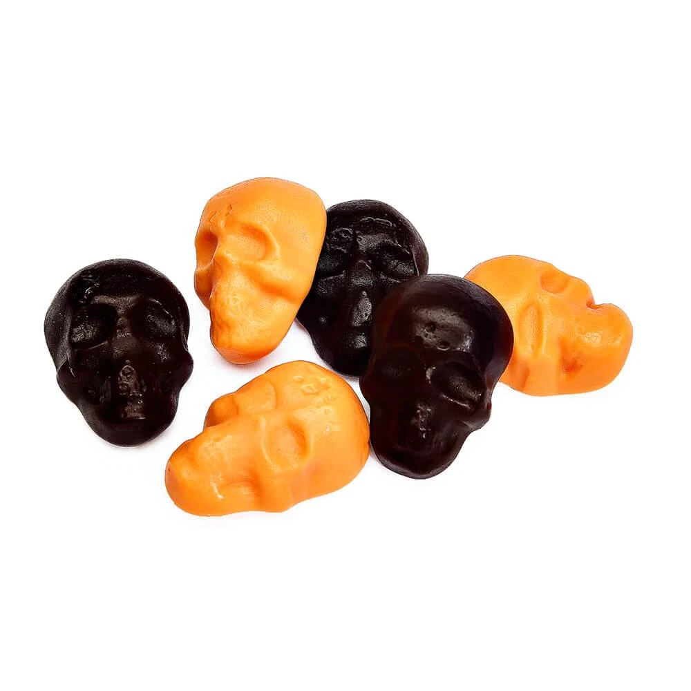 Gummy Skulls - Black And Orange: 5LB Bag 3 Gummy Skulls - Black And Orange: 5LB Bag
