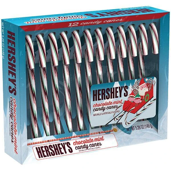 Hershey's Chocolate Mint Candy Canes: 12-Piece Box 3 Hershey's Chocolate Mint Candy Canes: 12-Piece Box