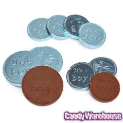 It's A Boy Foiled Chocolate Coins In Mesh Bags: 18-Piece Box -Candy Store it s a boy foiled chocolate coins in mesh bags 18 piece box candy warehouse 3