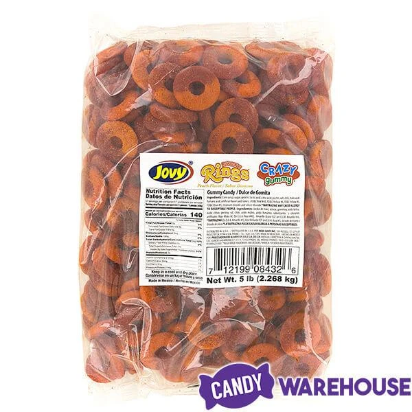 Jovy Crazy Gummy Rings Chamoy Candy - Peach: 5LB Bag 4 Jovy Crazy Gummy Rings Chamoy Candy - Peach: 5LB Bag - Image 2