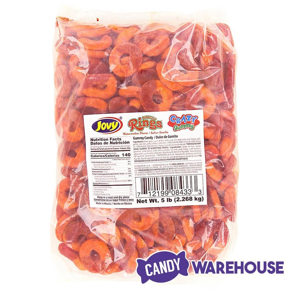 Jovy Crazy Gummy Rings Chamoy Candy - Watermelon: 5LB Bag 6 Jovy Crazy Gummy Rings Chamoy Candy - Watermelon: 5LB Bag - Image 4