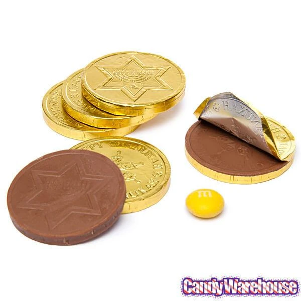 Madelaine Chanukah Gelt Gold Foiled Milk Chocolate Coins: 5LB Bag 7 Madelaine Chanukah Gelt Gold Foiled Milk Chocolate Coins: 5LB Bag - Image 5