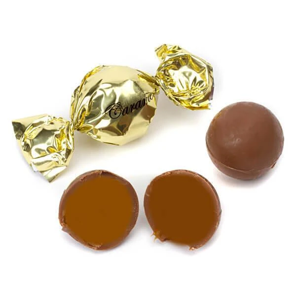 Madelaine Gold Foiled Caramel Filled Chocolate Truffles: 30-Piece Tub 3 Madelaine Gold Foiled Caramel Filled Chocolate Truffles: 30-Piece Tub