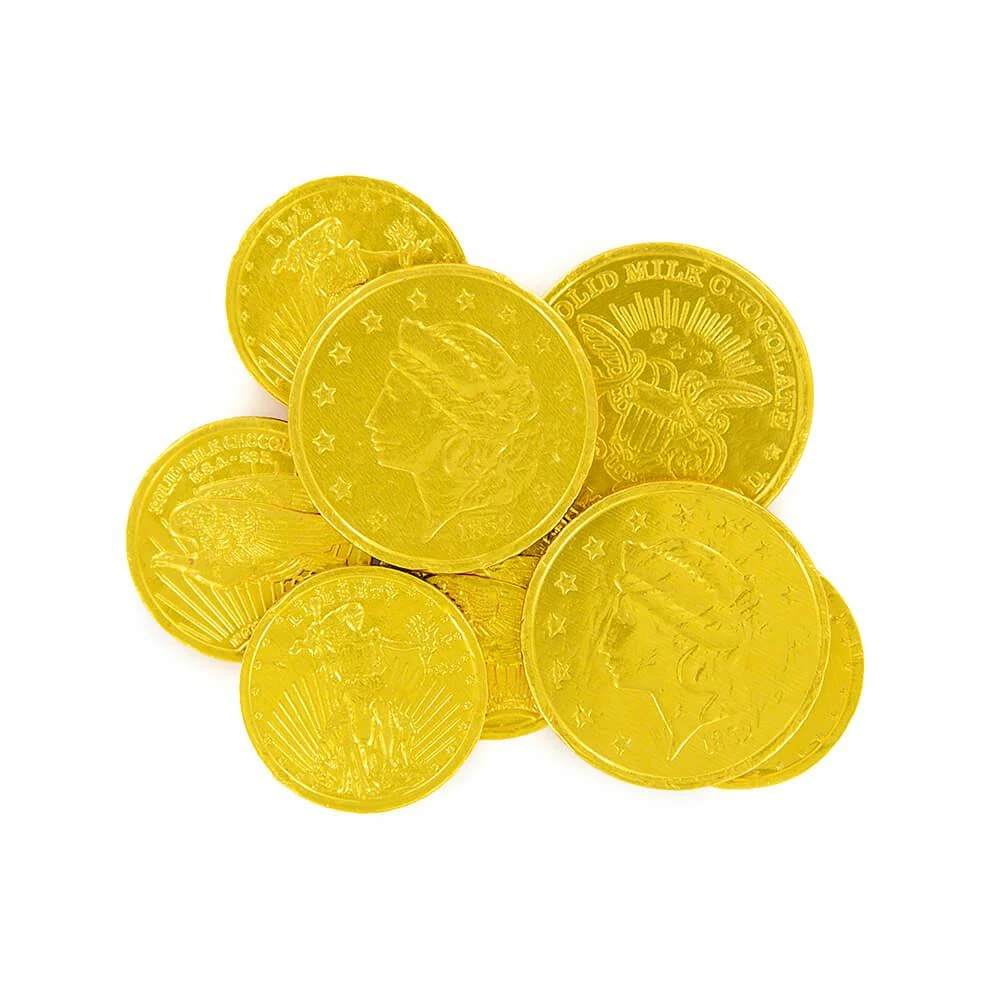 Madelaine Gold Foiled Milk Chocolate Coins - Assorted: 5LB Bag 3 Madelaine Gold Foiled Milk Chocolate Coins - Assorted: 5LB Bag