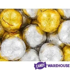 Madelaine Silver & Gold Foiled Milk Chocolate Balls: 5LB Bag -Candy Store madelaine silver and gold foiled milk chocolate balls 5lb bag candy warehouse 2