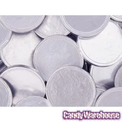 Madelaine Silver Foiled Milk Chocolate Coins - Blank: 5LB Bag -Candy Store madelaine silver foiled milk chocolate coins blank 5lb bag candy warehouse 3