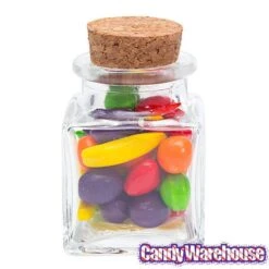 Mini Glass Favor Jars - 1.75-Ounce Square Jar With Cork Stopper: 12-Piece Set -Candy Store mini glass favor jars 1 75 ounce square jar with cork stopper 12 piece set candy warehouse 3