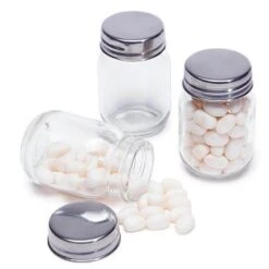 Mini Glass Favor Jars - 2.75-Ounce Mason Jar With Silver Top: 12-Piece Set