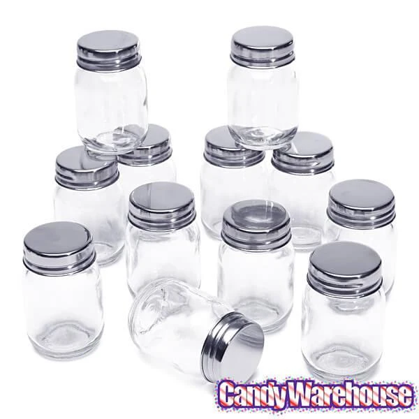 Mini Glass Favor Jars - 2.75-Ounce Mason Jar With Silver Top: 12-Piece Set 7 Mini Glass Favor Jars - 2.75-Ounce Mason Jar With Silver Top: 12-Piece Set - Image 5