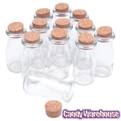 Mini Glass Favor Jars - 3-Ounce Milk Bottle With Cork Stopper: 12-Piece Set 10 Mini Glass Favor Jars - 3-Ounce Milk Bottle With Cork Stopper: 12-Piece Set -Candy Store mini glass favor jars 3 ounce milk bottle with cork stopper 12 piece set candy warehouse 4