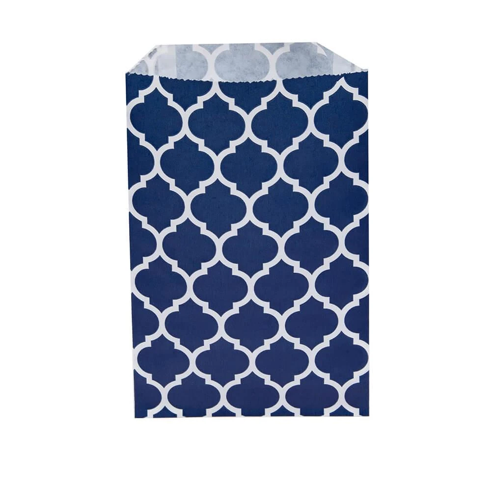 Navy Blue Casablanca Pattern Candy Bags: 25-Piece Pack 3 Navy Blue Casablanca Pattern Candy Bags: 25-Piece Pack