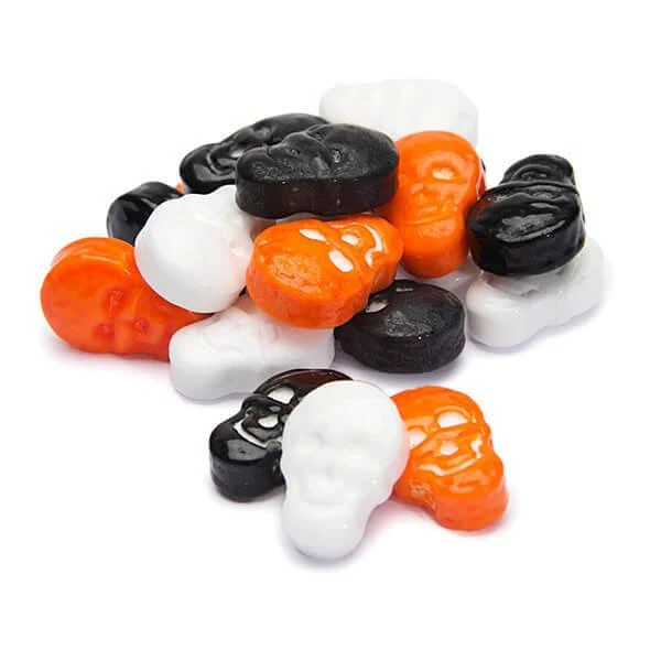 Orange, Black & White Candy Skulls: 5LB Bag 3 Orange, Black & White Candy Skulls: 5LB Bag