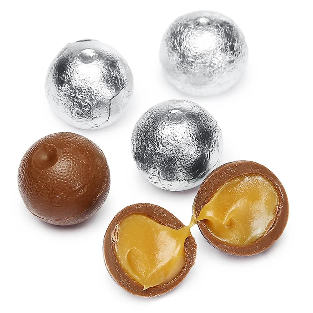Palmer Foiled Caramel Filled Chocolate Candy Balls - Silver: 5LB Bag 3 Palmer Foiled Caramel Filled Chocolate Candy Balls - Silver: 5LB Bag