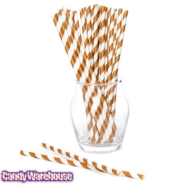 Paper 7.75-Inch Drinking Straws - Brown Stripes: 25-Piece Pack 4 Paper 7.75-Inch Drinking Straws - Brown Stripes: 25-Piece Pack - Image 2
