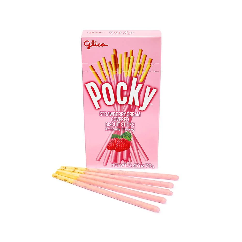 Pocky - Strawberry Cream Covered Biscuit Sticks Packs: 10-Piece Box 3 Pocky - Strawberry Cream Covered Biscuit Sticks Packs: 10-Piece Box