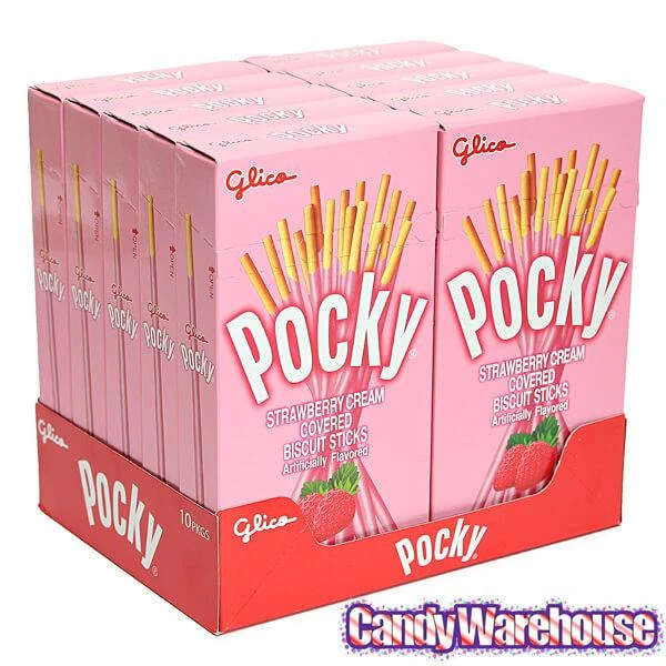 Pocky - Strawberry Cream Covered Biscuit Sticks Packs: 10-Piece Box 6 Pocky - Strawberry Cream Covered Biscuit Sticks Packs: 10-Piece Box - Image 4
