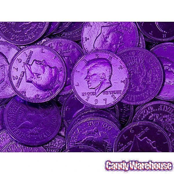 Purple Foiled Milk Chocolate Coins: 1LB Bag 4 Purple Foiled Milk Chocolate Coins: 1LB Bag - Image 2