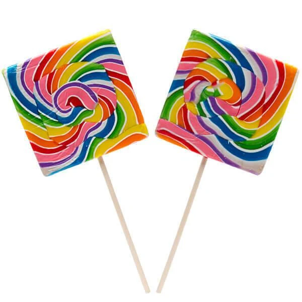 Rainbow Swirl 8-Ounce Square Lollipops: 24-Piece Box 3 Rainbow Swirl 8-Ounce Square Lollipops: 24-Piece Box
