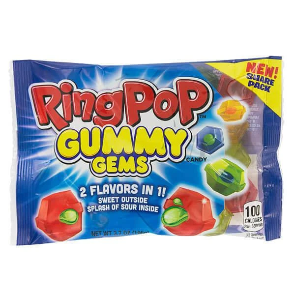 Ring Pop Gummy Gems Candy Packs: 16-Piece Box 3 Ring Pop Gummy Gems Candy Packs: 16-Piece Box