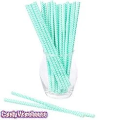 Robin Egg Blue Chevron Stripes Paper Straws: 25-Piece -Candy Store robin egg blue chevron stripes paper straws 25 piece candy warehouse 2