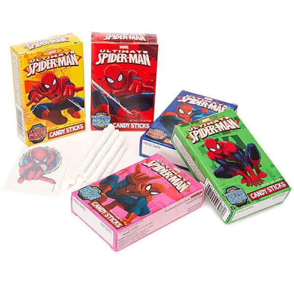Spiderman Candy Sticks Packs: 30-Piece Box 3 Spiderman Candy Sticks Packs: 30-Piece Box