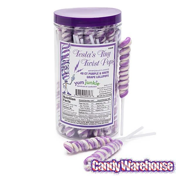 Tesla's Tiny Twist Pops - Grape: 48-Piece Jar 9 Tesla's Tiny Twist Pops - Grape: 48-Piece Jar - Image 7
