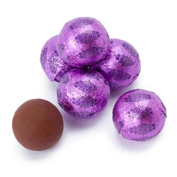 Thompson Purple Foiled Milk Chocolate Balls: 5LB Bag 3 Thompson Purple Foiled Milk Chocolate Balls: 5LB Bag