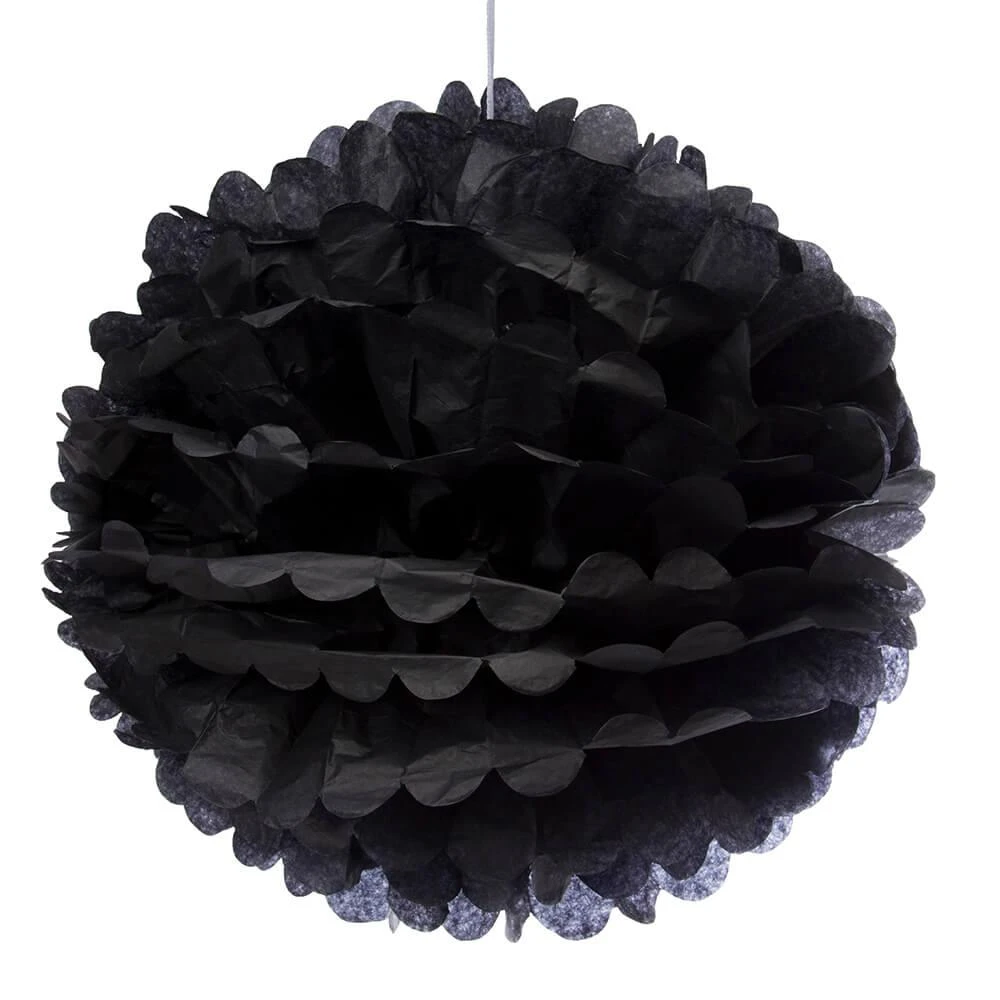Tissue Paper 14-Inch Pom Pom - Black 3 Tissue Paper 14-Inch Pom Pom - Black