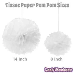 Tissue Paper 14-Inch Pom Pom - White 8 Tissue Paper 14-Inch Pom Pom - White -Candy Store tissue paper 14 inch pom pom white candy warehouse 3